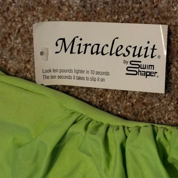 Miraclesuit One Piece Swimsuit Women Size 16 Green Black Halter Ruched Shaper - Picture 5 of 9